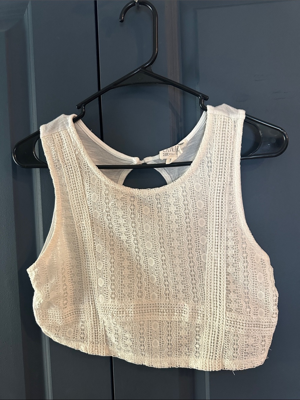 La Hearts White Lace Cropped Camisole